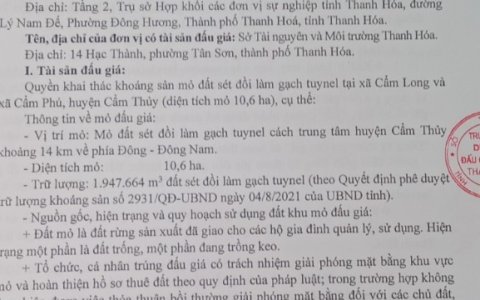 THÔNG BÁO ĐẤU GIÁ TÀI SẢI 